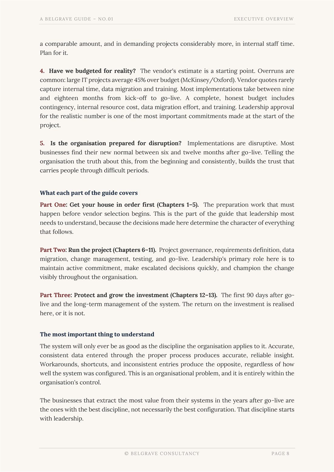 Executive overview, second page
